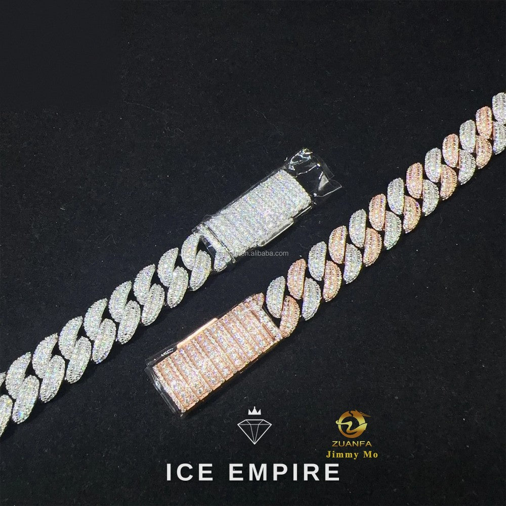 Iced Out 925 Silver Moissanite Cuban Chain