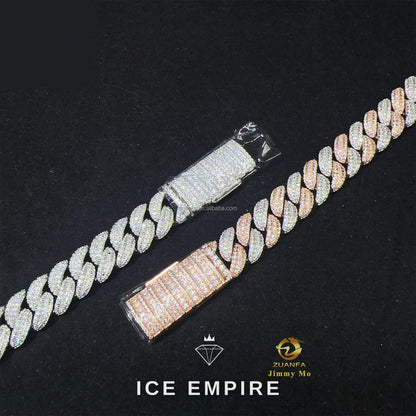 Iced Out 925 Silver Moissanite Cuban Chain