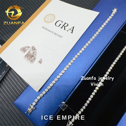 Iced Out 925 Silver Moissanite Tennis Chain