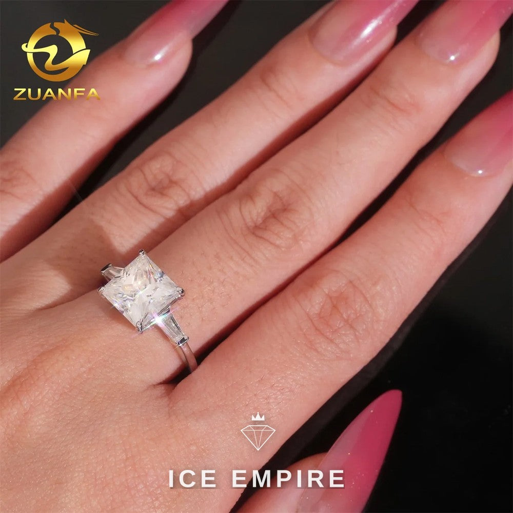 Iced Out 925 Silver Moissanite Wedding Band