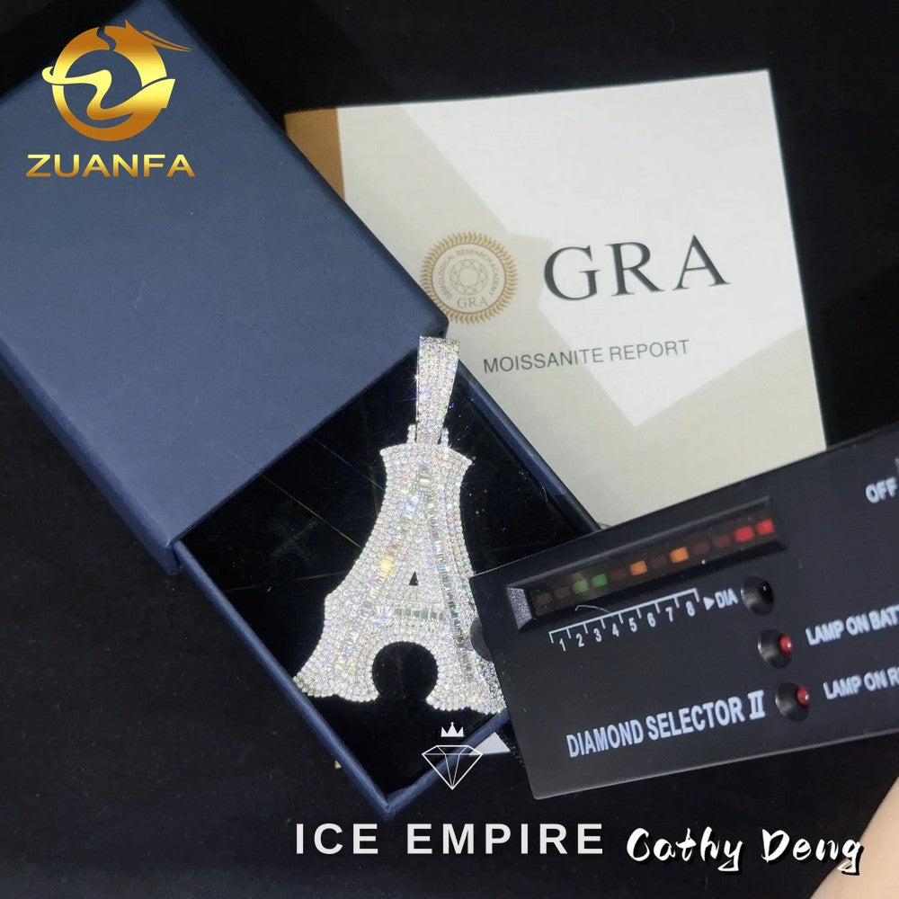 Iced Out Baguette Rose Gold Plated Moissanite Pendant