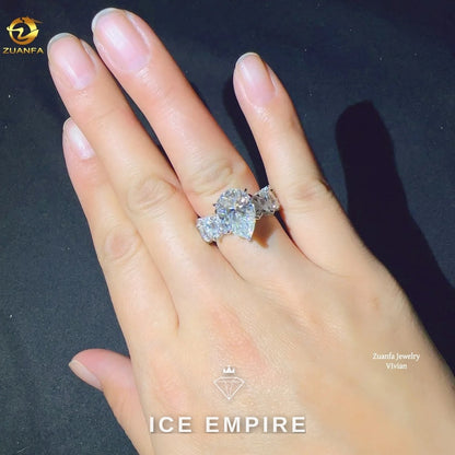 Iced Out 925 Silver Moissanite Ring