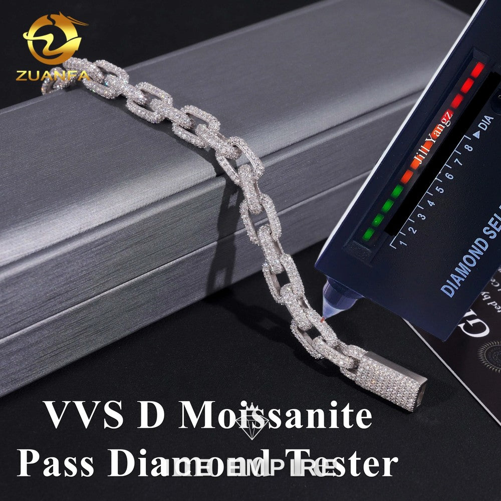 Iced Out 925 Silver Moissanite Cuban Chain
