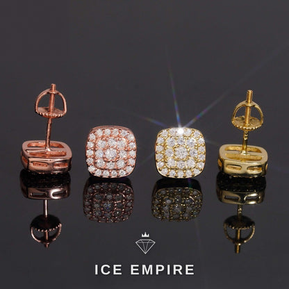 Iced Out 925 Silver Moissanite Stud Earrings