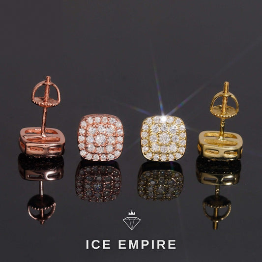 Iced Out 925 Silver Moissanite Stud Earrings