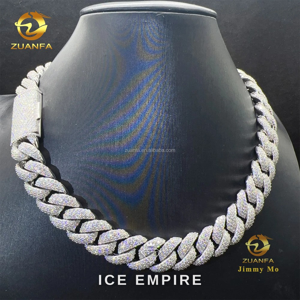 Iced Out 925 Silver Moissanite Cuban Chain