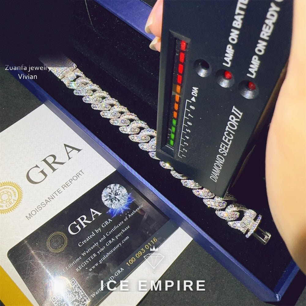 Iced Out 925 Silver Moissanite Cuban Chain