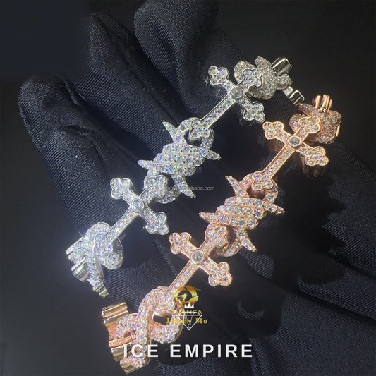 Iced Out Cross Rose Gold Plated Moissanite Cuban Chain