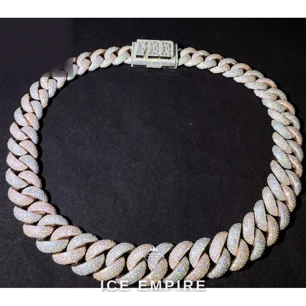 Iced Out Rose Gold Plated Moissanite Cuban Chain