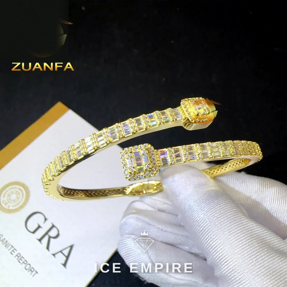Iced Out Baguette Rose Gold Plated Moissanite Bracelet