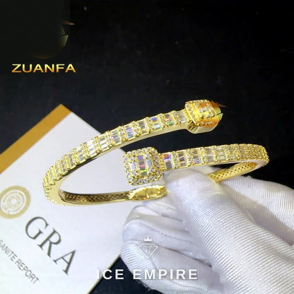 Iced Out Baguette Rose Gold Plated Moissanite Bracelet