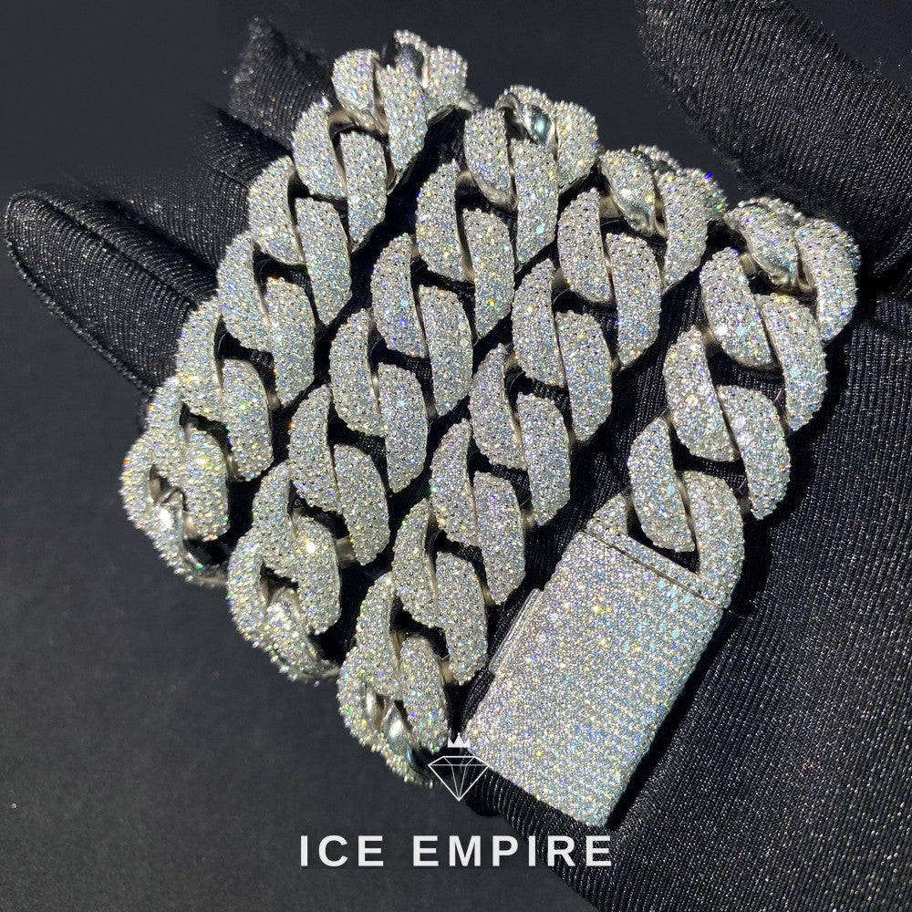 Iced Out Rose Gold Moissanite Cuban Chain