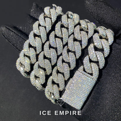 Iced Out Rose Gold Moissanite Cuban Chain