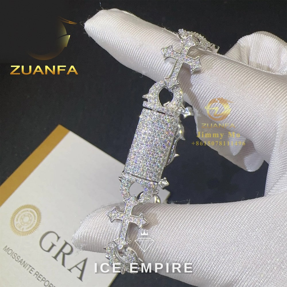 Iced Out Cross Rose Gold Plated Moissanite Cuban Chain