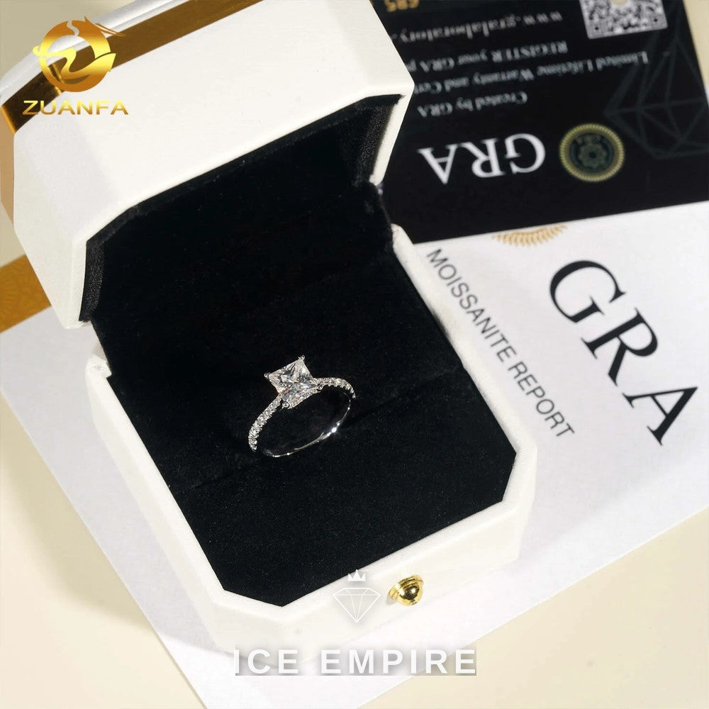 Iced Out 14K Gold Moissanite Engagement Ring