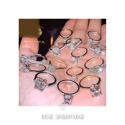 Iced Out 18K Gold Moissanite Engagement Ring