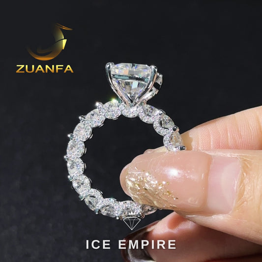 Iced Out 925 Silver Moissanite Wedding Band