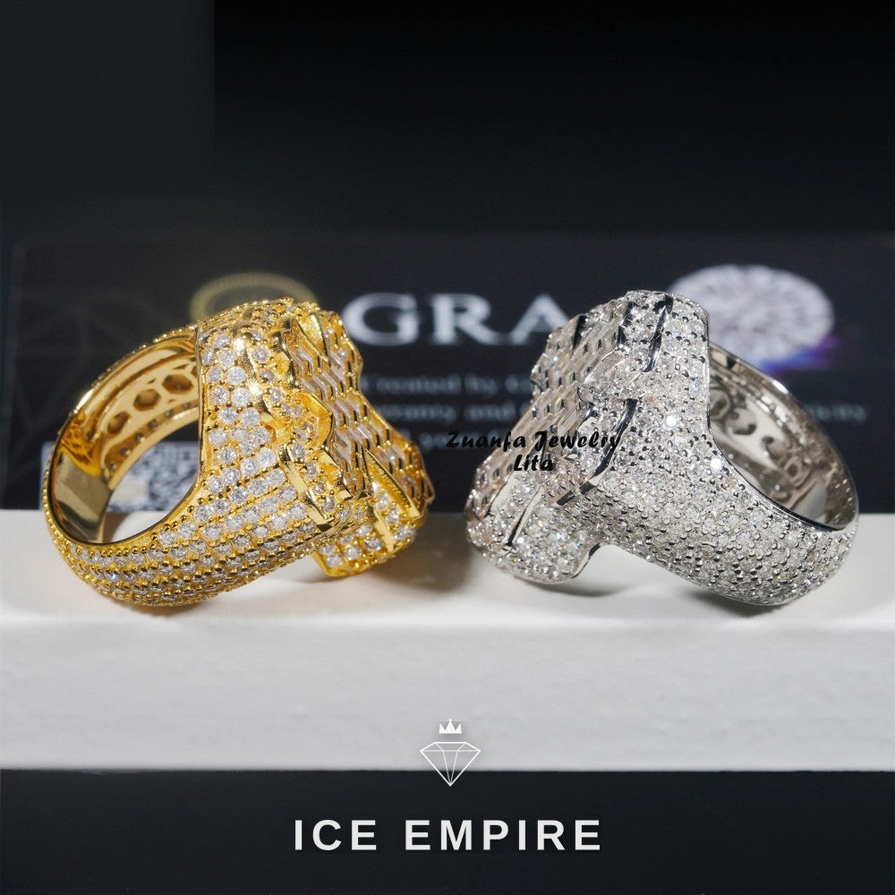 Iced Out Cross 925 Silver Moissanite Ring