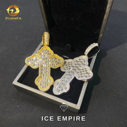 Iced Out Baguette Rose Gold Plated Moissanite Pendant