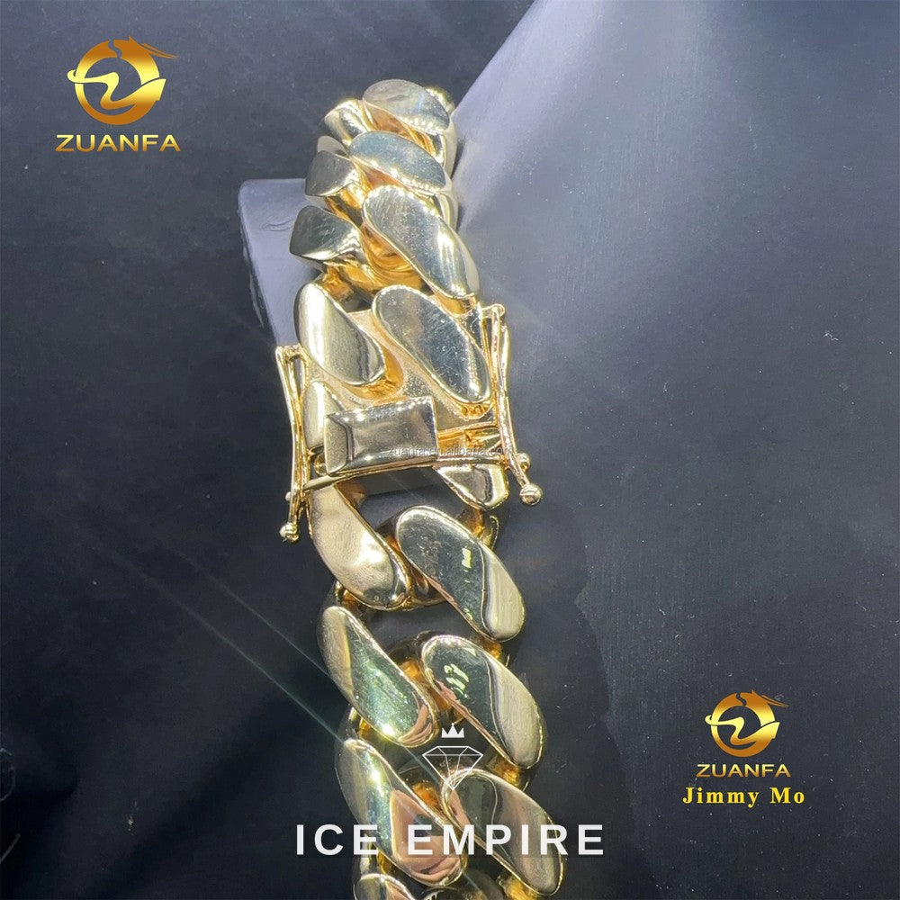 Iced Out 14K Gold Cuban Chain
