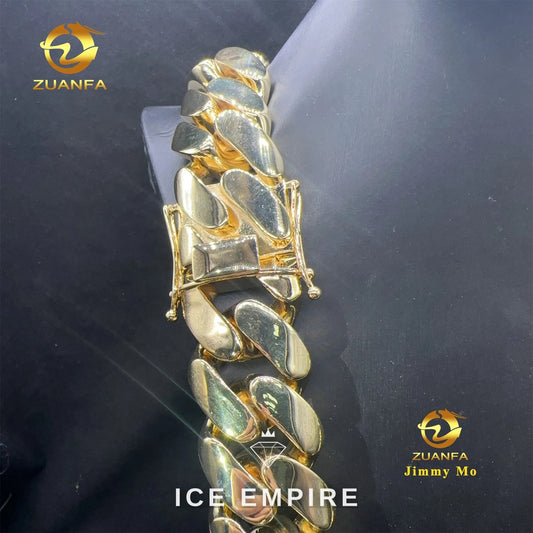 Iced Out 14K Gold Cuban Chain