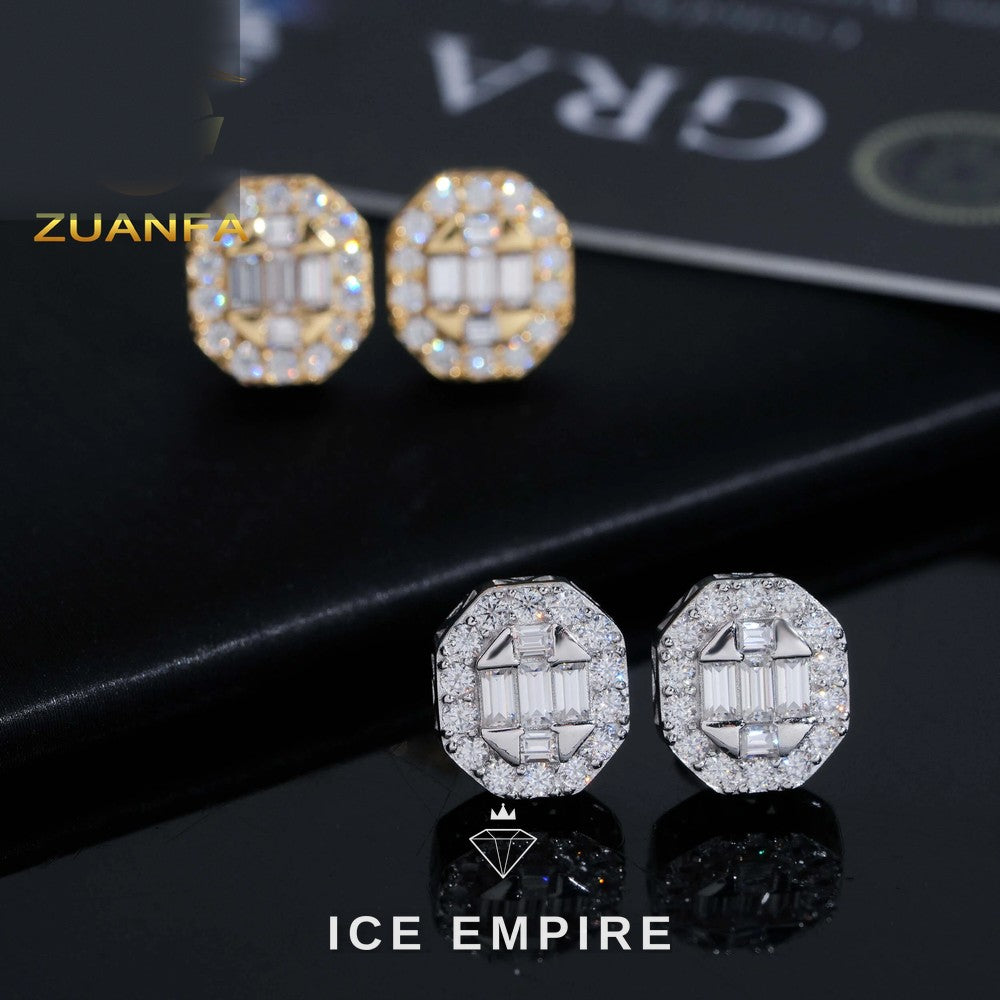 Iced Out 925 Silver Moissanite Earrings