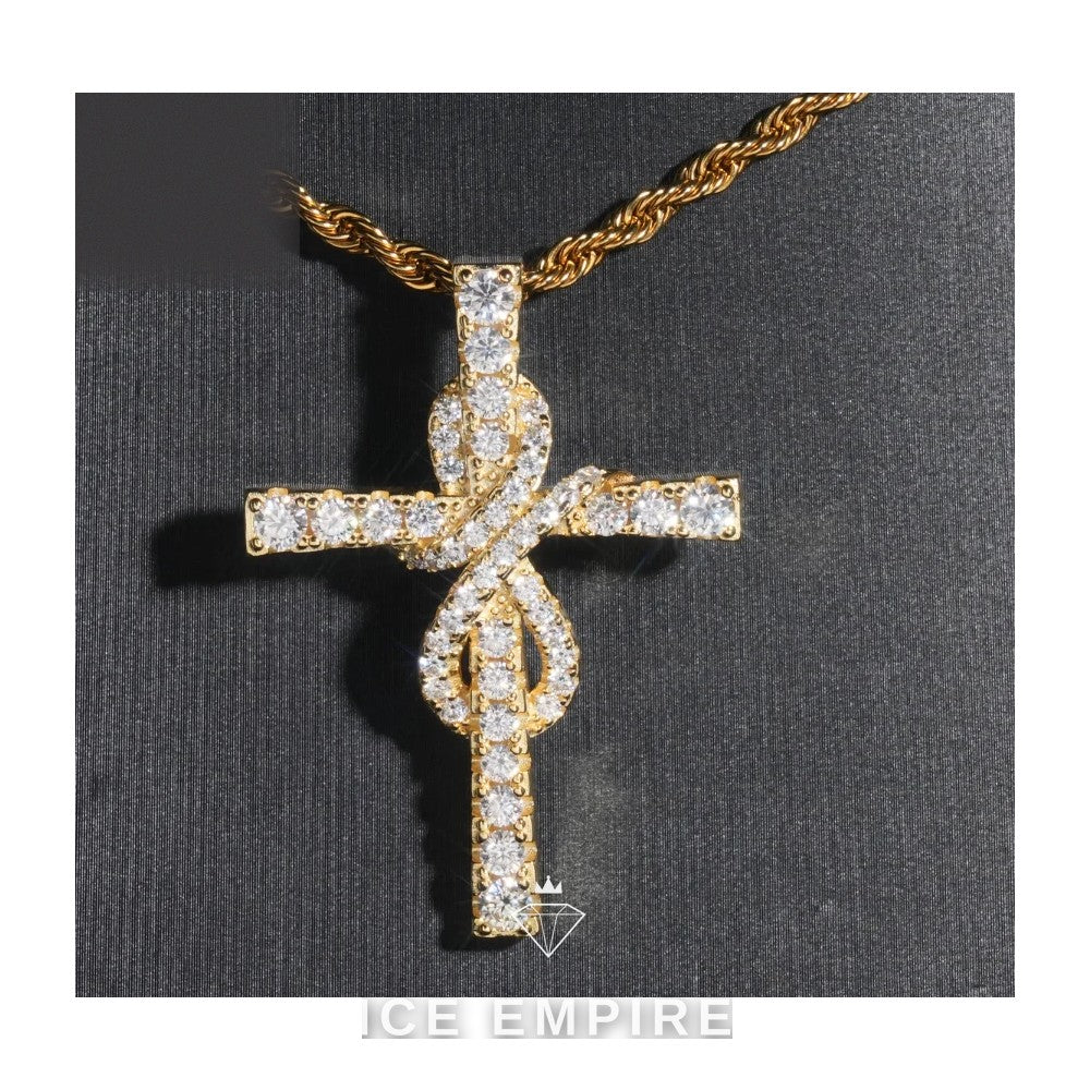 Iced Out Cross 925 Silver Pendant