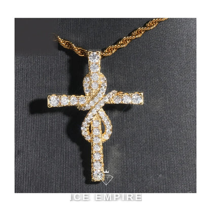 Iced Out Cross 925 Silver Pendant