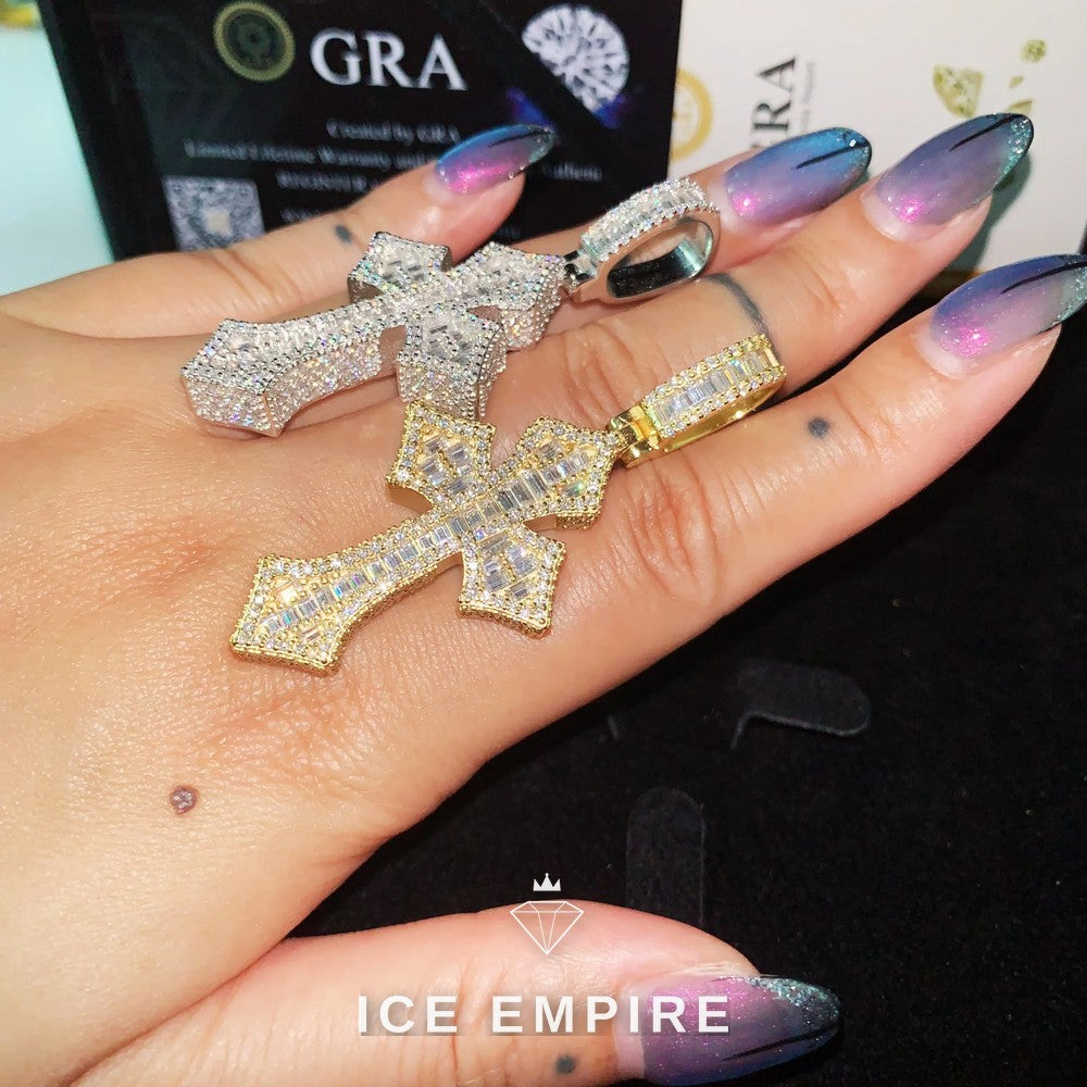 Iced Out Baguette Rose Gold Plated Moissanite Pendant