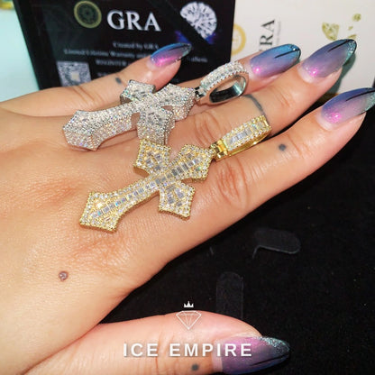 Iced Out Baguette Rose Gold Plated Moissanite Pendant