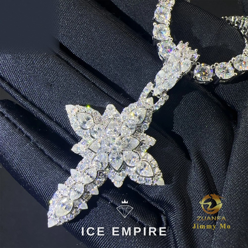 Iced Out Cross Gold Plated Moissanite Pendant