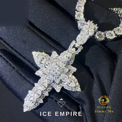Iced Out Cross Gold Plated Moissanite Pendant