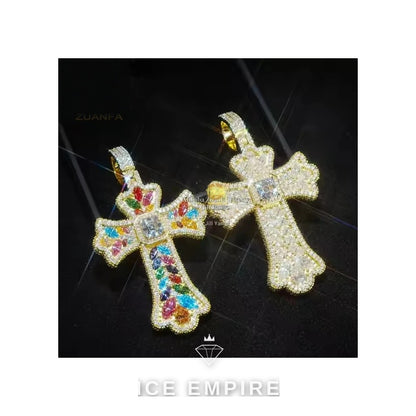 Iced Out Cross 925 Silver Moissanite Pendant