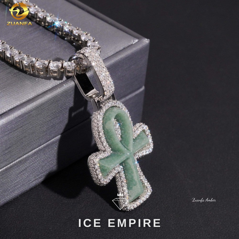 Iced Out Cross 925 Silver Lab Grown Diamond Pendant