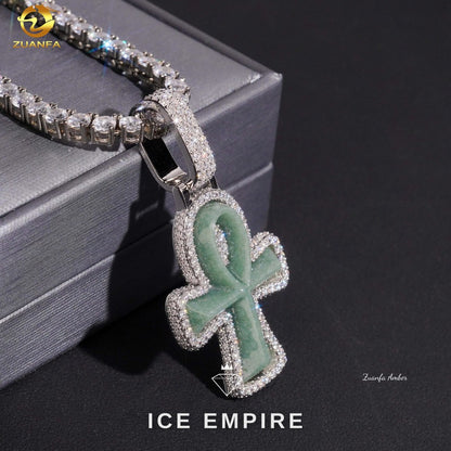 Iced Out Cross 925 Silver Lab Grown Diamond Pendant
