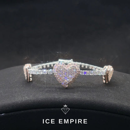 Iced Out Heart Rose Gold Plated Moissanite Cuban Chain