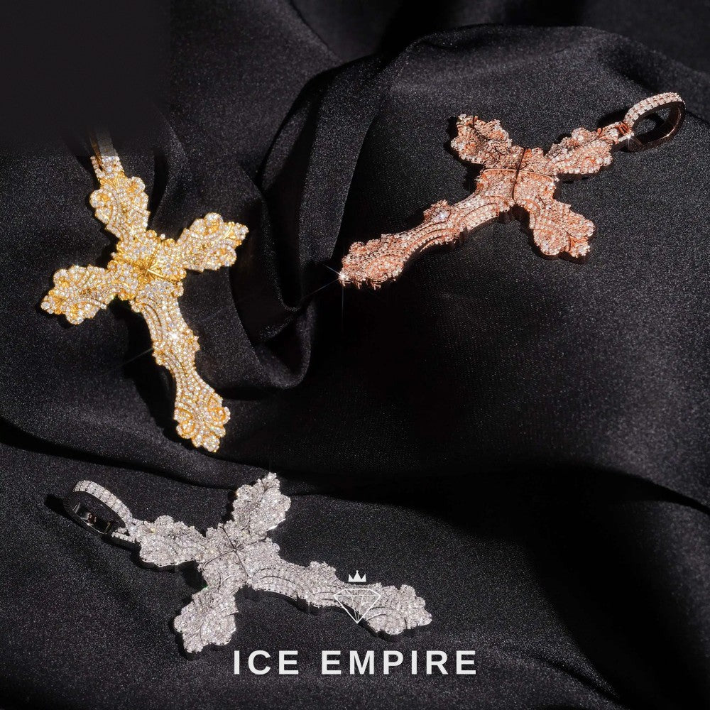 Iced Out Cross Gold Plated Moissanite Pendant