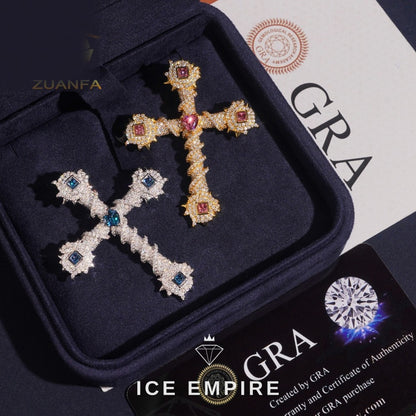Iced Out Cross 925 Silver Pendant
