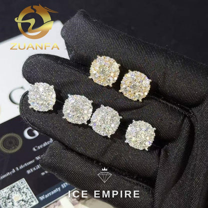 Iced Out Cluster 925 Silver Moissanite Earrings