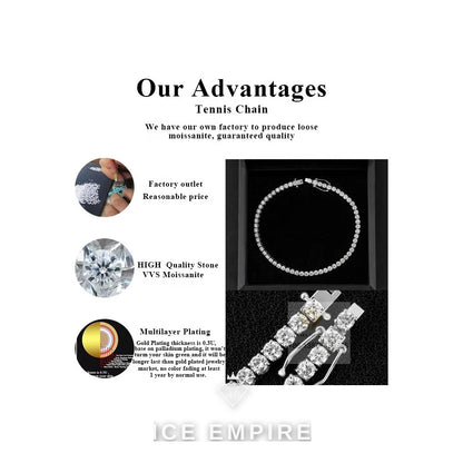Iced Out Rose Gold Plated Moissanite Tennis Chain