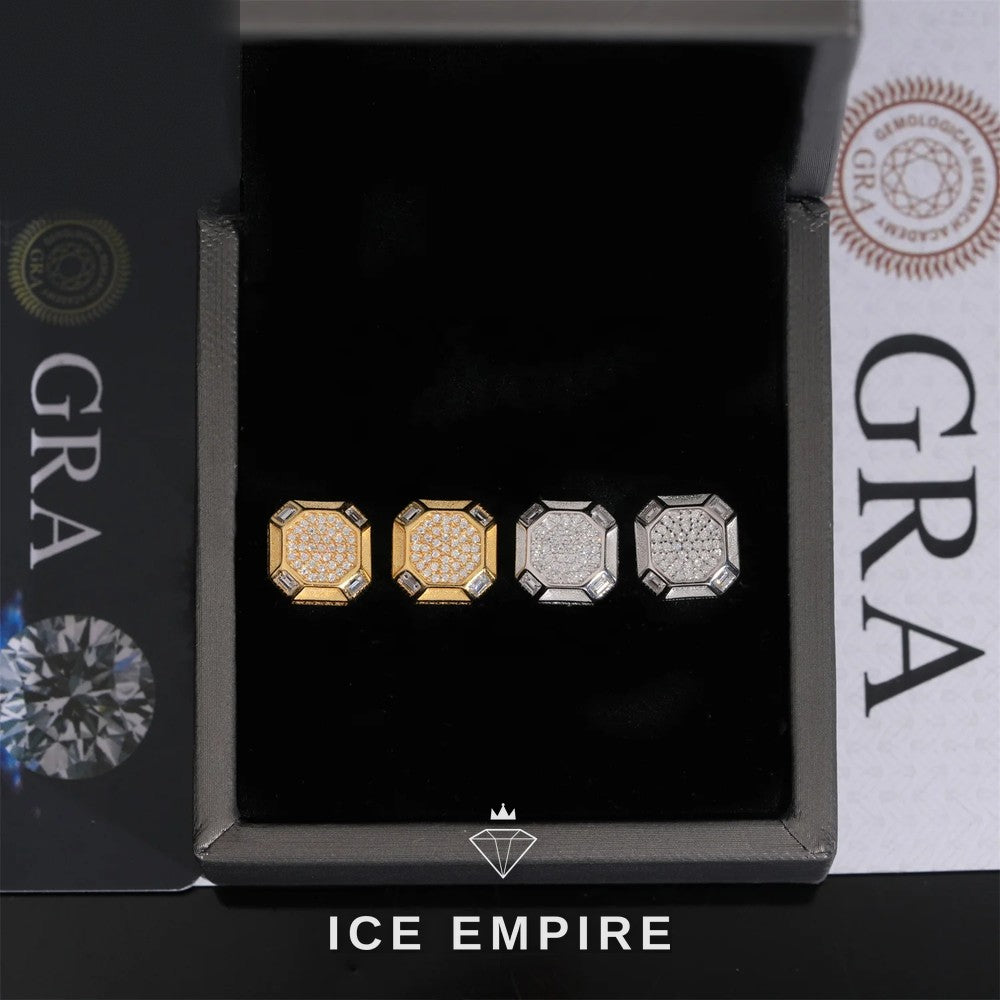 Iced Out Rose Gold Plated Moissanite Stud Earrings