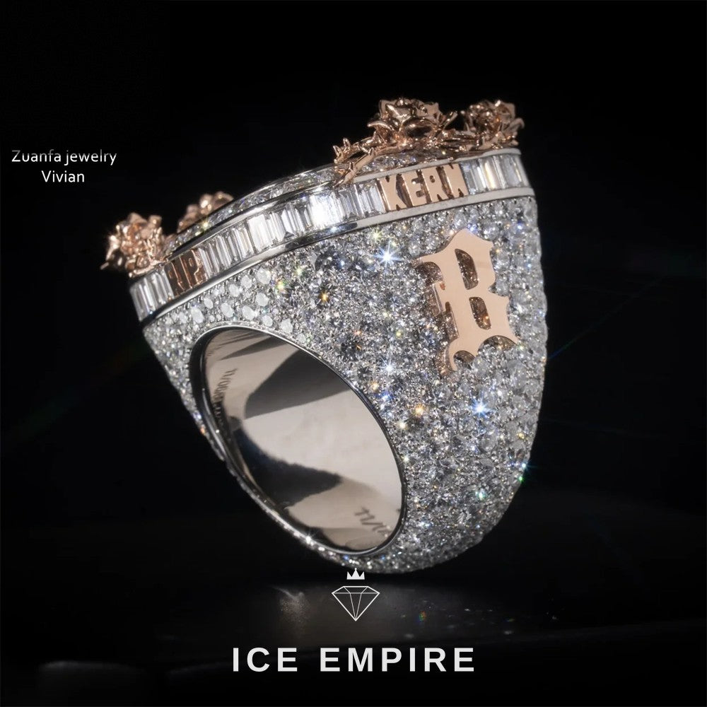 Iced Out Rose Gold Plated Moissanite Ring