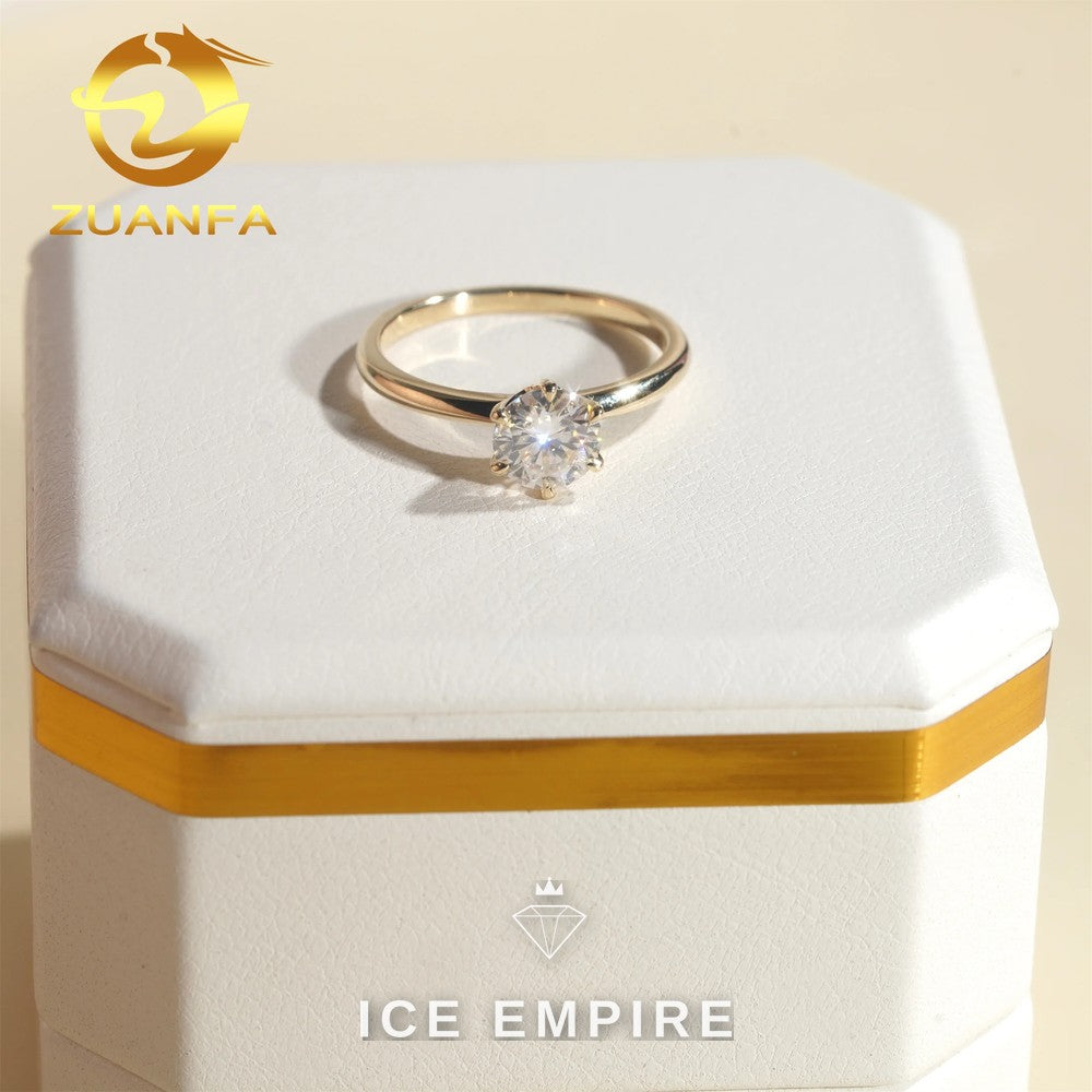 Iced Out 10K Gold Moissanite Engagement Ring
