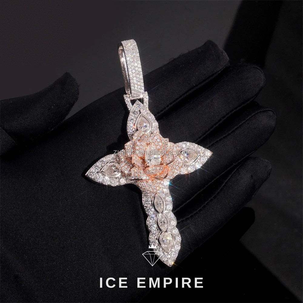 Iced Out Cross Gold Plated Pendant