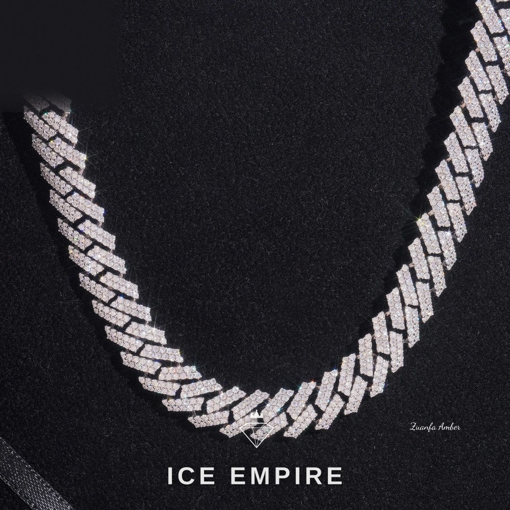 Iced Out 14K Gold Moissanite Cuban Chain