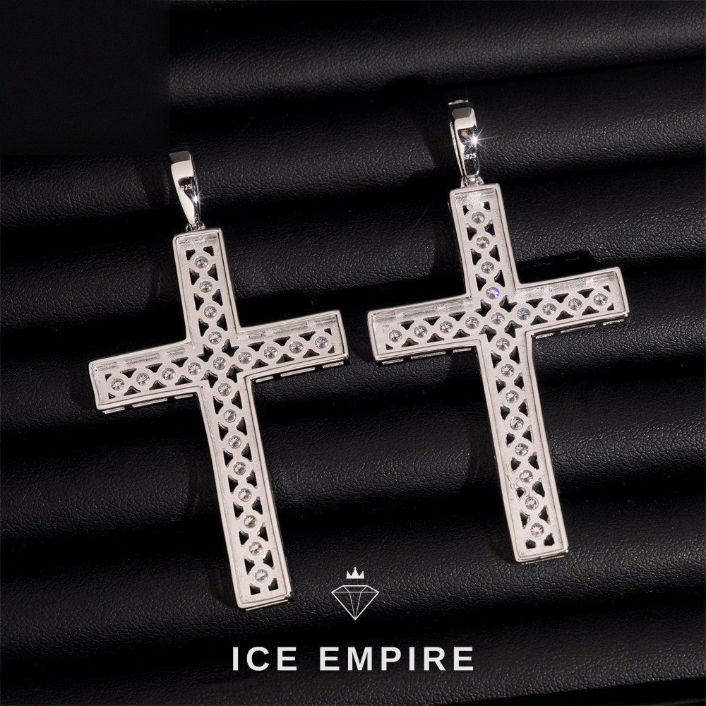 Iced Out Cross 925 Silver Pendant