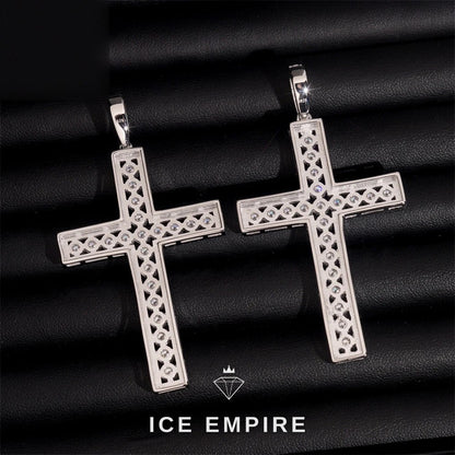 Iced Out Cross 925 Silver Pendant