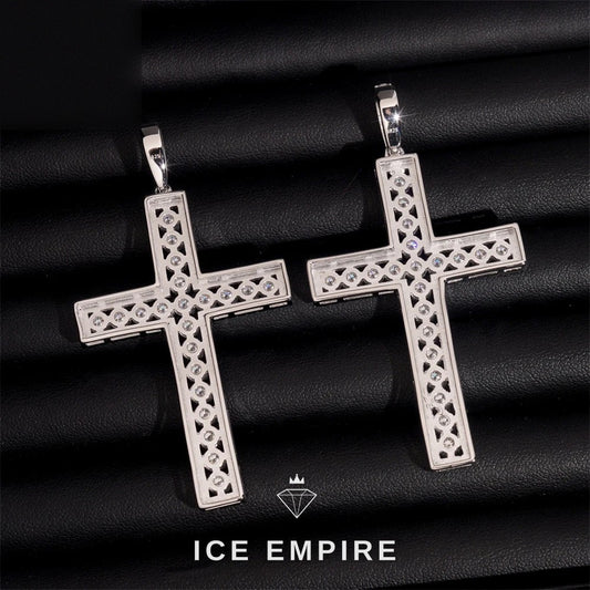 Iced Out Cross 925 Silver Pendant