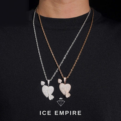 Iced Out Heart Rose Gold Plated Moissanite Pendant