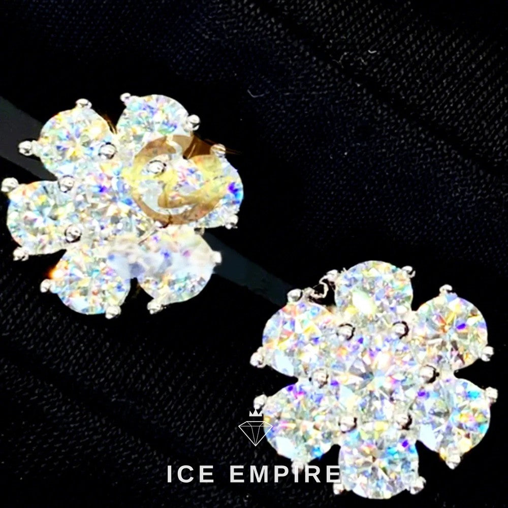 Iced Out 925 Silver Moissanite Stud Earrings